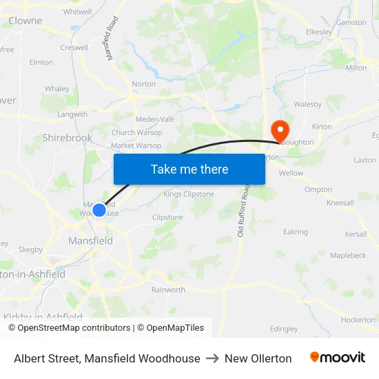 Ley Lane, Mansfield Woodhouse to New Ollerton map