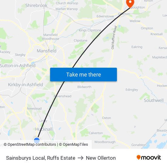 Sainsburys Local, Ruffs Estate to New Ollerton map