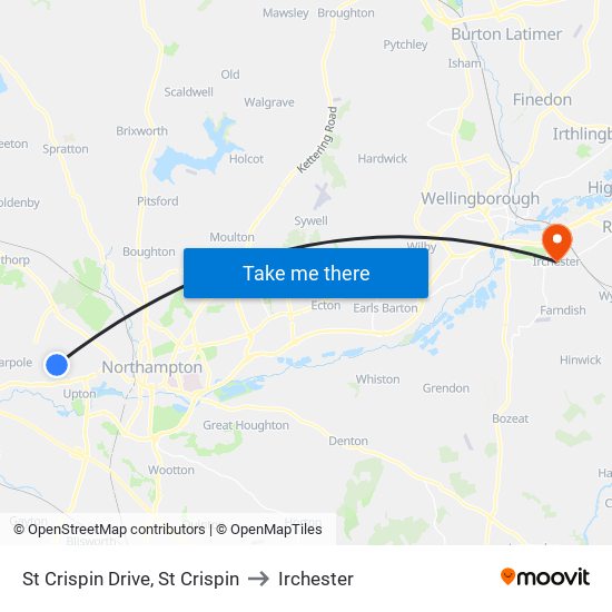 St Crispin Drive, St Crispin to Irchester map