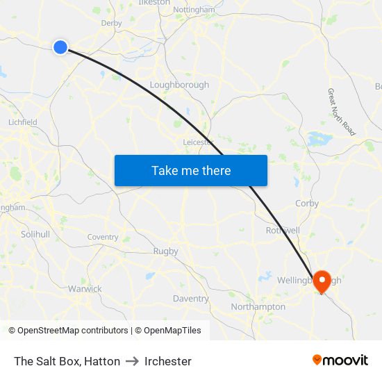 The Salt Box, Hatton to Irchester map