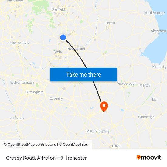 Cressy Road, Alfreton to Irchester map