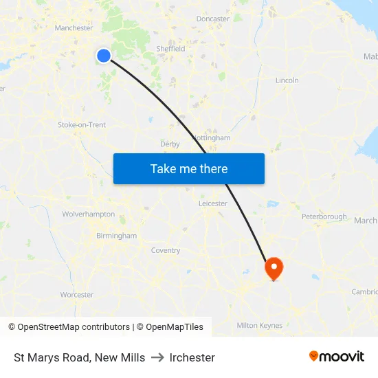 St Marys Road, New Mills to Irchester map