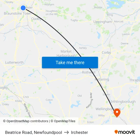 Beatrice Road, Newfoundpool to Irchester map