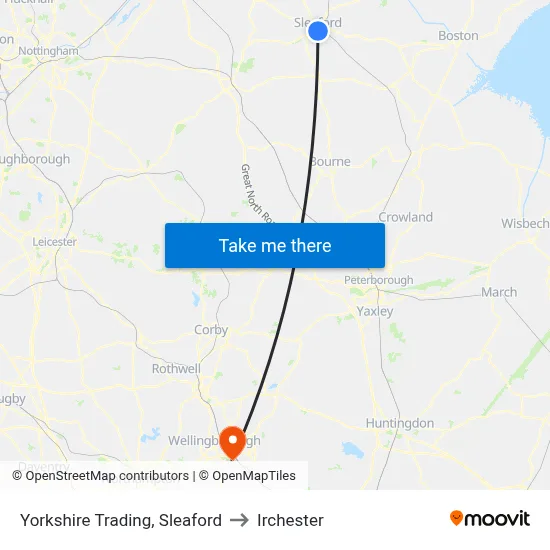 Yorkshire Trading, Sleaford to Irchester map