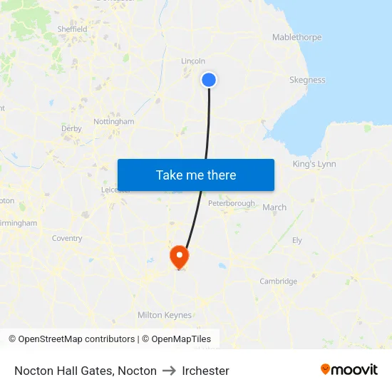 Nocton Hall Gates, Nocton to Irchester map