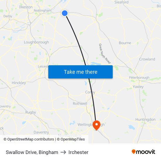 Swallow Drive, Bingham to Irchester map