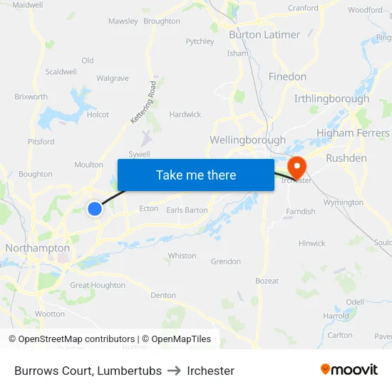 Burrows Court, Lumbertubs to Irchester map