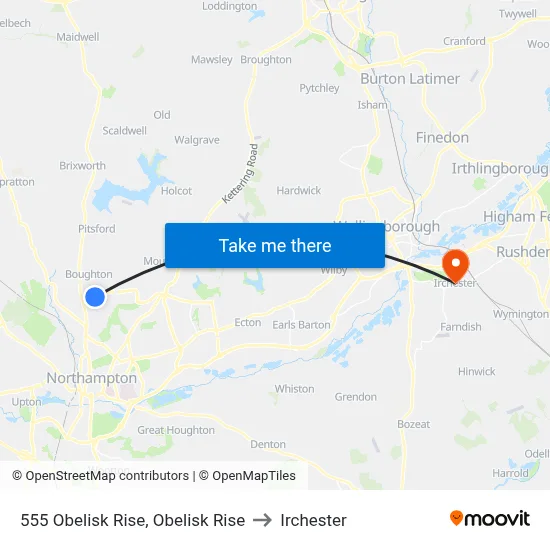 555 Obelisk Rise, Obelisk Rise to Irchester map