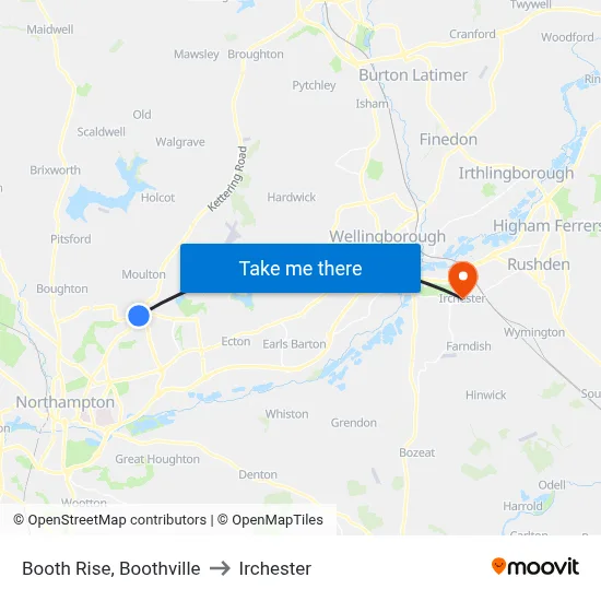 Booth Rise, Boothville to Irchester map