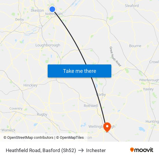 Heathfield Road, Basford (Sh52) to Irchester map