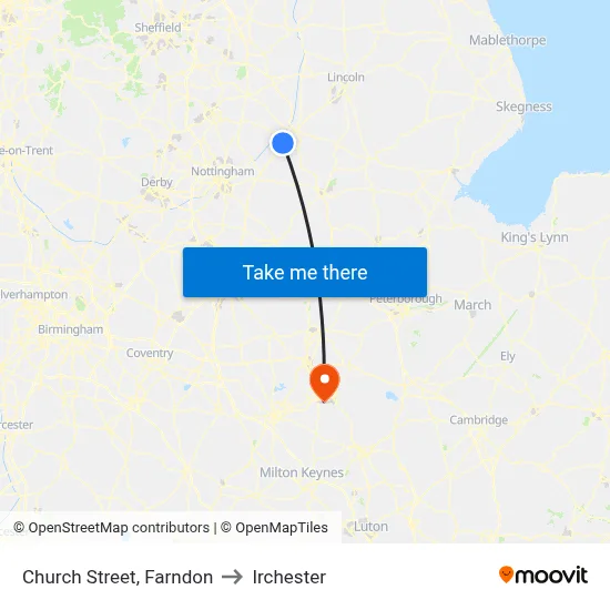 Church Street, Farndon to Irchester map