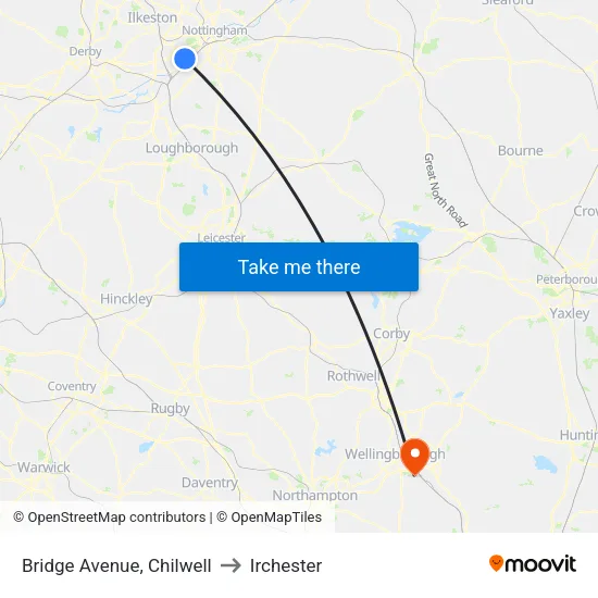 Bridge Avenue, Chilwell to Irchester map