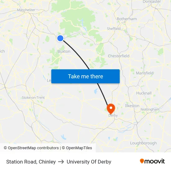 Station Road, Chinley to University Of Derby map