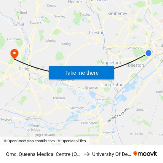 Qmc, Queens Medical Centre (Qm03) to University Of Derby map