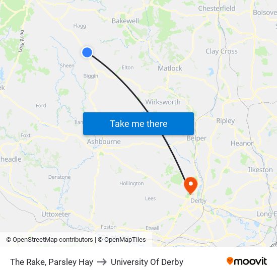 The Rake, Parsley Hay to University Of Derby map