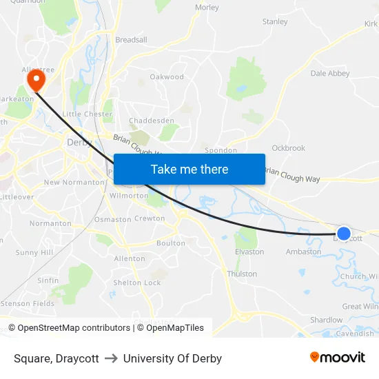 Square, Draycott to University Of Derby map