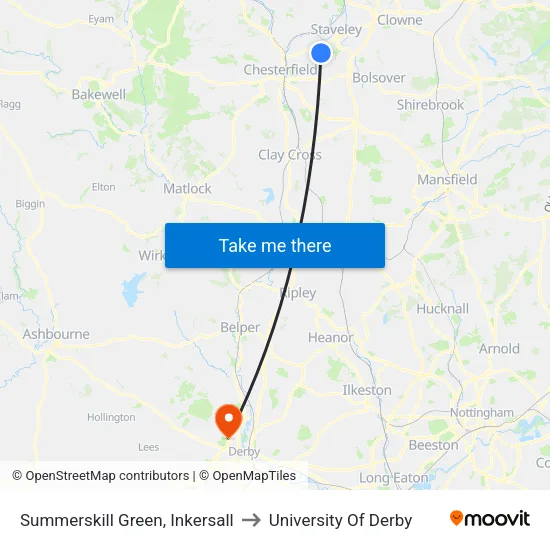 Summerskill Green, Inkersall to University Of Derby map