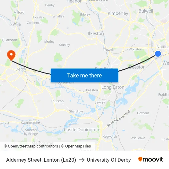 Alderney Street, Lenton (Le20) to University Of Derby map