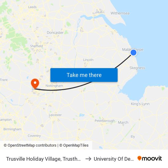 Trusville Holiday Village, Trusthorpe to University Of Derby map