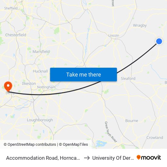 Accommodation Road, Horncastle to University Of Derby map
