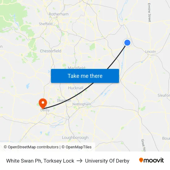 White Swan Ph, Torksey Lock to University Of Derby map