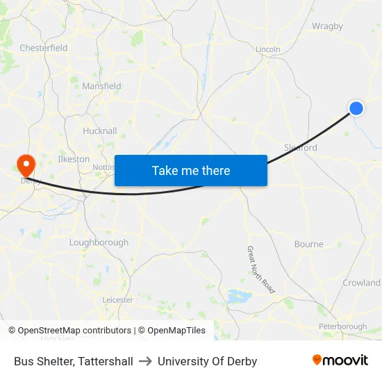 Bus Shelter, Tattershall to University Of Derby map