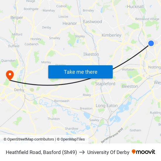 Heathfield Road, Basford (Sh49) to University Of Derby map