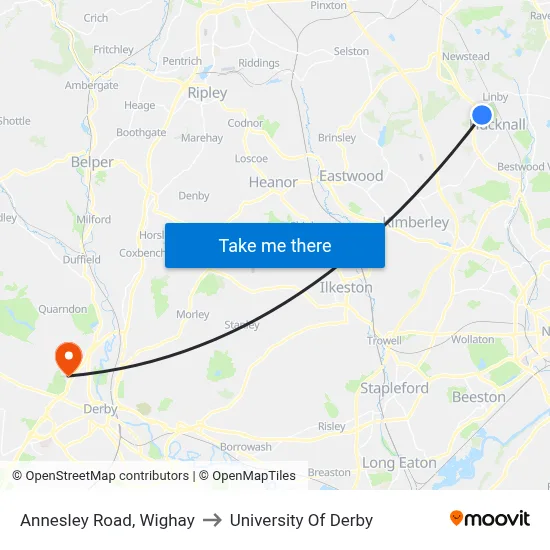 Annesley Road, Wighay to University Of Derby map