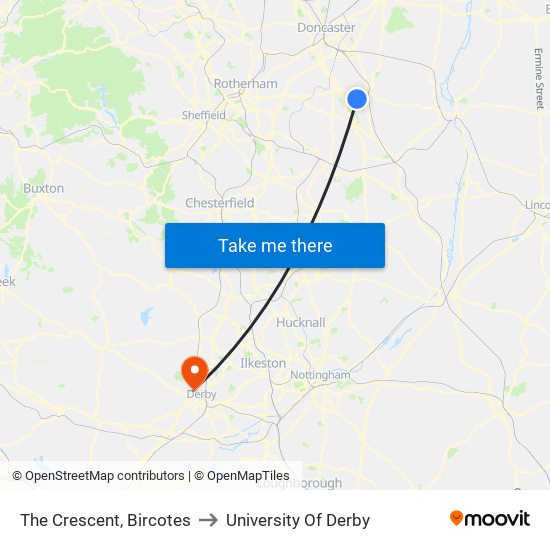 The Crescent, Bircotes to University Of Derby map