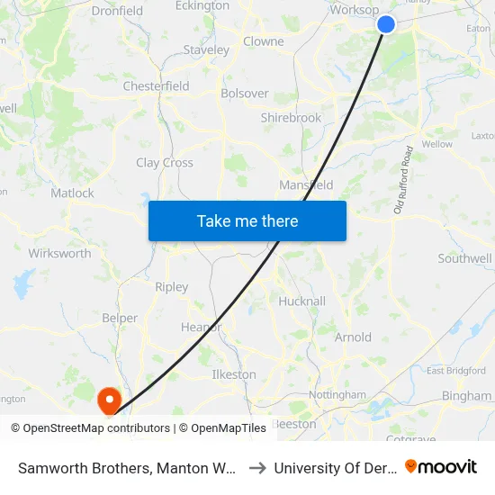 Samworth Brothers, Manton Wood to University Of Derby map