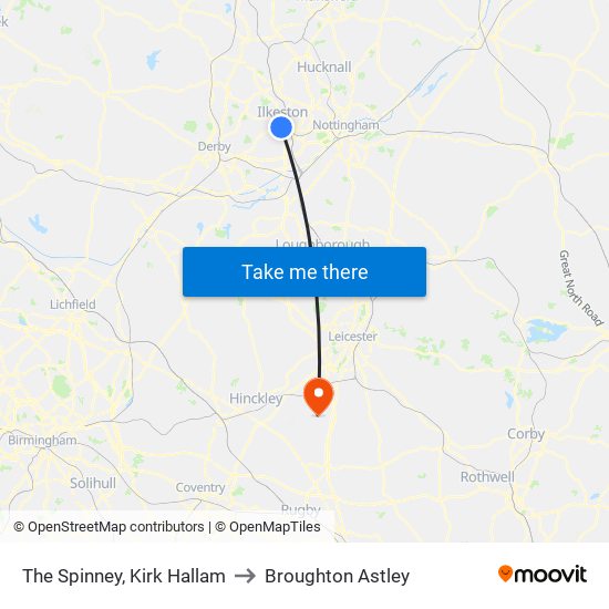 The Spinney, Kirk Hallam to Broughton Astley map