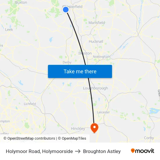 Holymoor Road, Holymoorside to Broughton Astley map