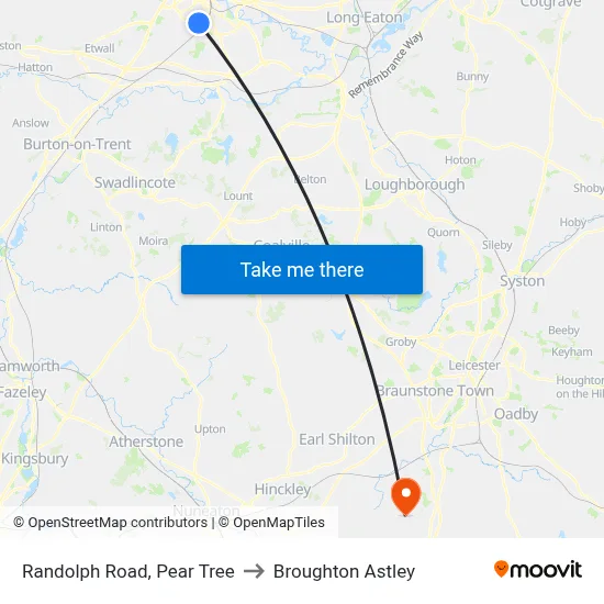 Randolph Road, Pear Tree to Broughton Astley map