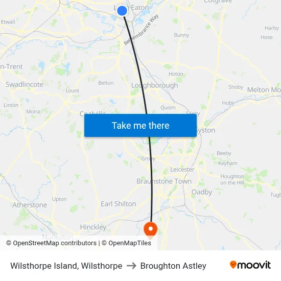 Wilsthorpe Island, Wilsthorpe to Broughton Astley map