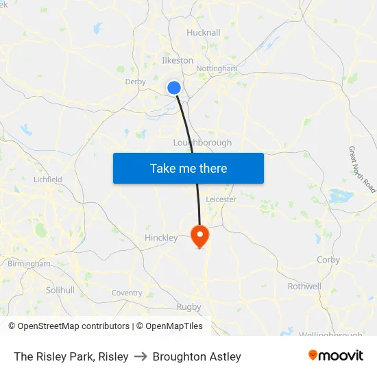 The Risley Park, Risley to Broughton Astley map