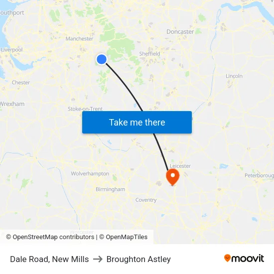 Dale Road, New Mills to Broughton Astley map