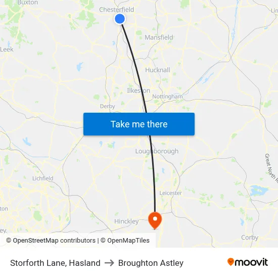 Storforth Lane, Hasland to Broughton Astley map
