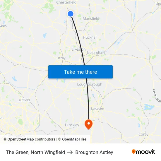 The Green, North Wingfield to Broughton Astley map