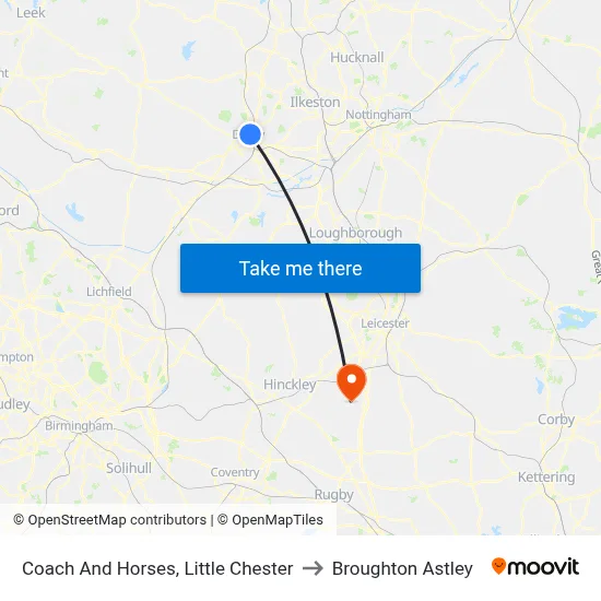 Coach And Horses, Little Chester to Broughton Astley map