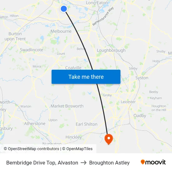 Bembridge Drive Top, Alvaston to Broughton Astley map
