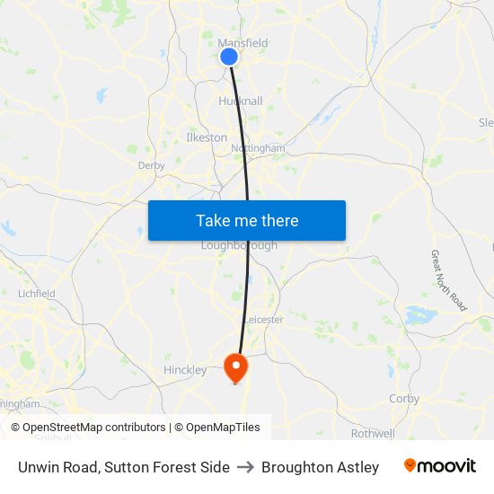 Unwin Road, Sutton Forest Side to Broughton Astley map