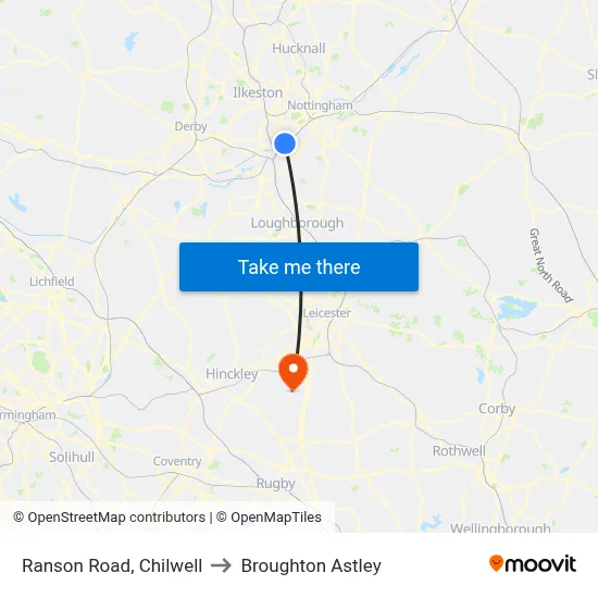 Ranson Road, Chilwell to Broughton Astley map