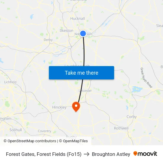 Forest Recreational Ground, Forest Fields (Fo15) to Broughton Astley map