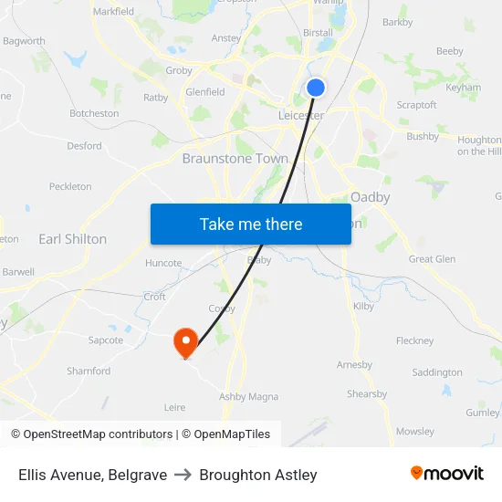 Ellis Avenue, Belgrave to Broughton Astley map