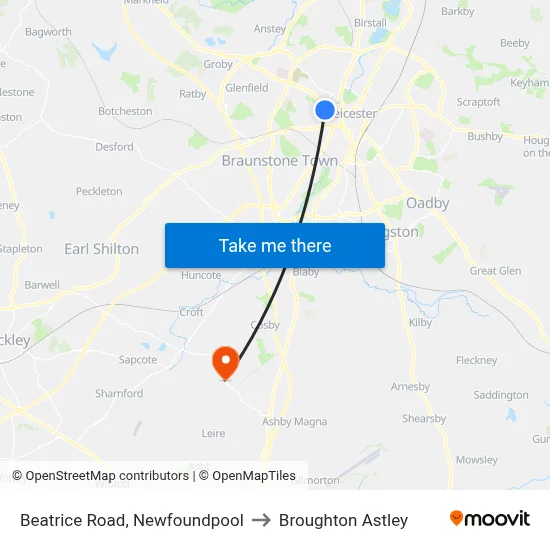 Beatrice Road, Newfoundpool to Broughton Astley map