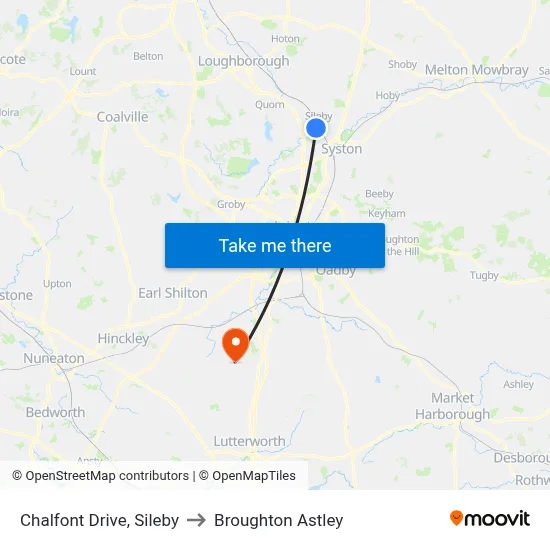 Chalfont Drive, Sileby to Broughton Astley map