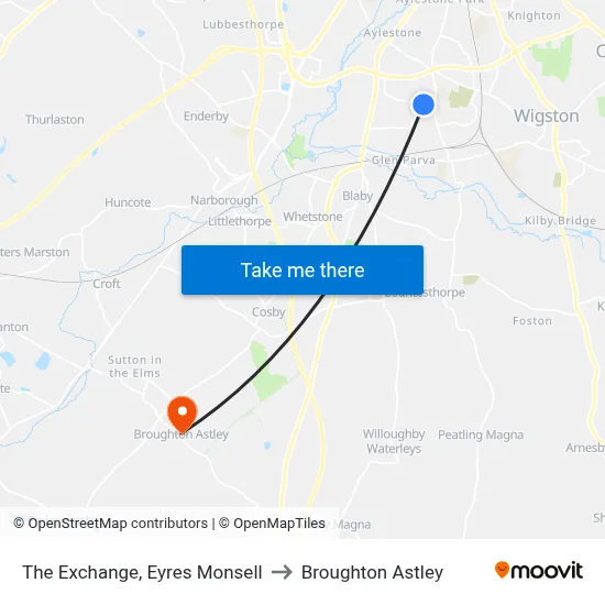 The Exchange, Eyres Monsell to Broughton Astley map