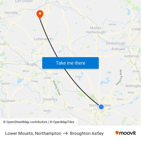 Lower Mounts, Northampton to Broughton Astley map