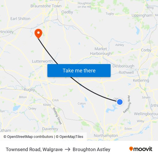 Townsend Road, Walgrave to Broughton Astley map