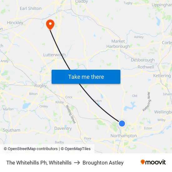 The Whitehills Ph, Whitehills to Broughton Astley map